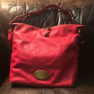 Mulberry Pinkish Red Shoulder Bag with Gold Hardware **Wear on corners and strap